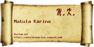 Matula Karina névjegykártya
